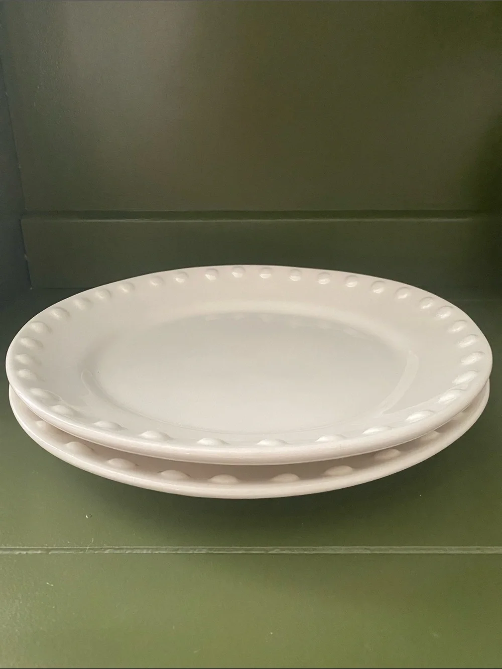 Maioliche Jessica MLJ3 White Pattern Dinner Plates Set of 2 Made in Italy